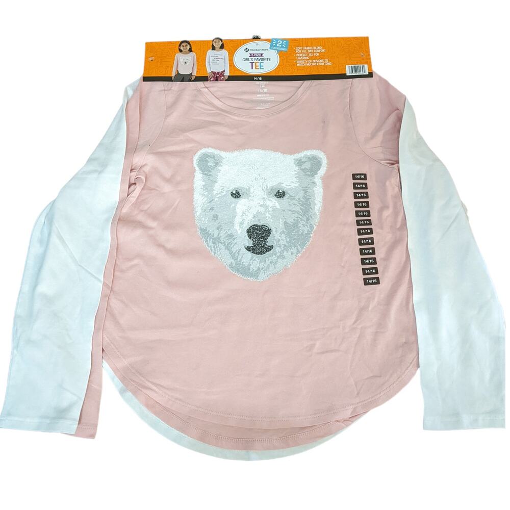 Members Mark Girls Favorite Shirt Set Size 14/16 Winter Polar Bears 2‎ Piece XL